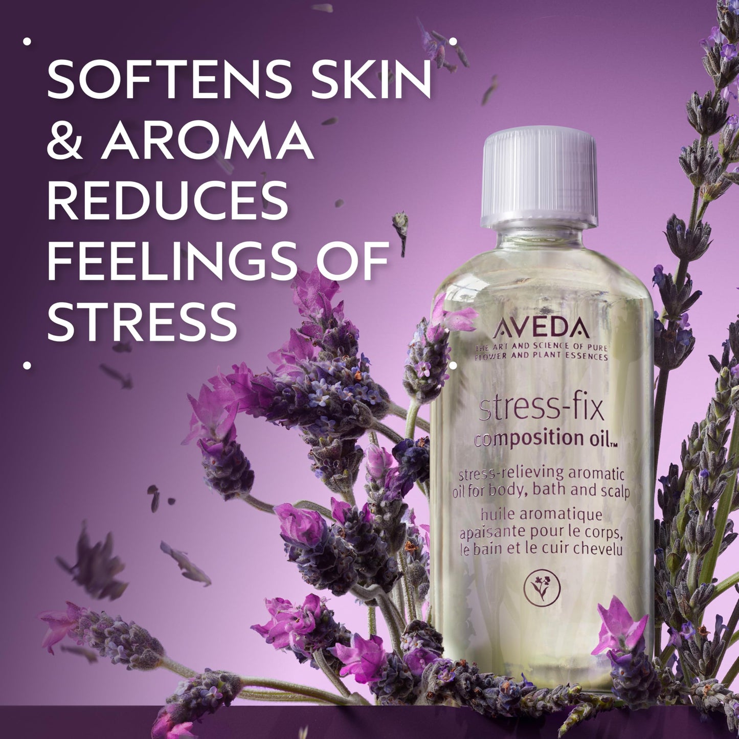 Aveda Stress-Fix Composition Oil | Bath, Body & Scalp Oil | Shown to Reduce Feelings of Stress | with Aroma of Lavender, Lavandin, Clary Sage, 1.7 Fl Oz