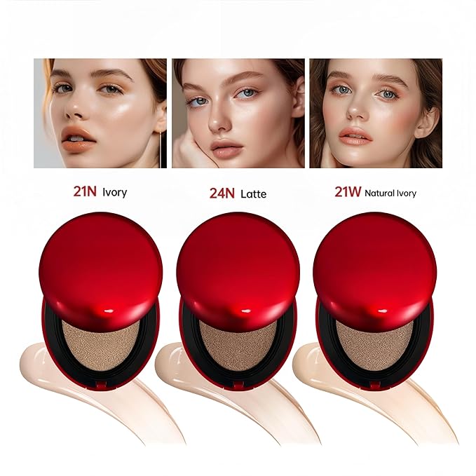 MAEPEOR Cushion Foundation 9 Colors Full Coverage Weightless Satin Glow Foundation Hydrating Long-Lasting Cushion BB Cream (Color 06)