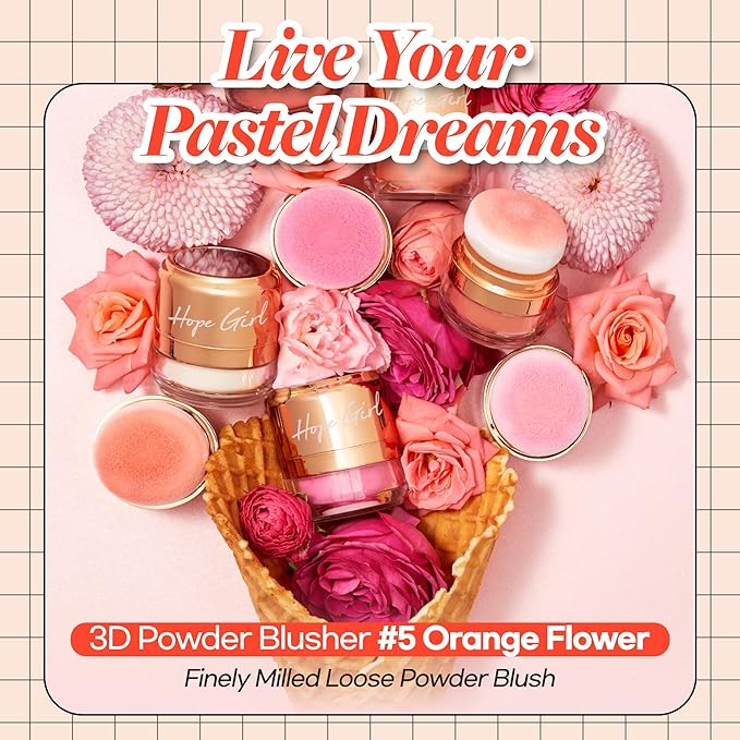 Hope Girl 3D Powder Blusher 0.17oz (Orange Flower)