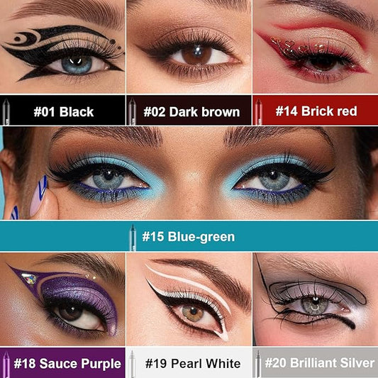 7 Colorful Eyeliner Pen Set, Eye Shadow Pencil, Pearl Eyeliner Kit Metallic Glitter Eye liner Pencil for Women Eye&Lip Liner Professional Eye Makeup Set Colorful Eye Color (7PCS A)