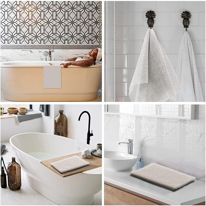 African Net Sponge African Net Long Net Bath Sponge Exfoliating Shower Body Scrubber Back Scrubber Skin Smoother,Great for Daily Use (White)