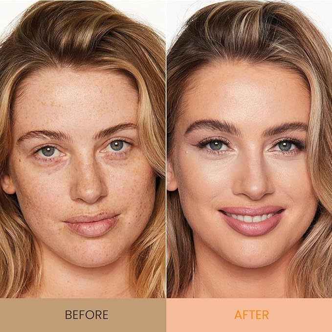 Warm Peach Airbrush Foundation Set with Soft Makeup Brush, Lightweight, Long Lasting, Oil Control, Full Coverage for All Skin Types, 03#