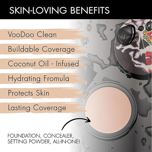 Voodoo Makeup Coconut Cream Foundation in Beautiful Black - Cream to Powder Foundation - Wet or Dry Buildable, Lightweight Foundation for Even Skin