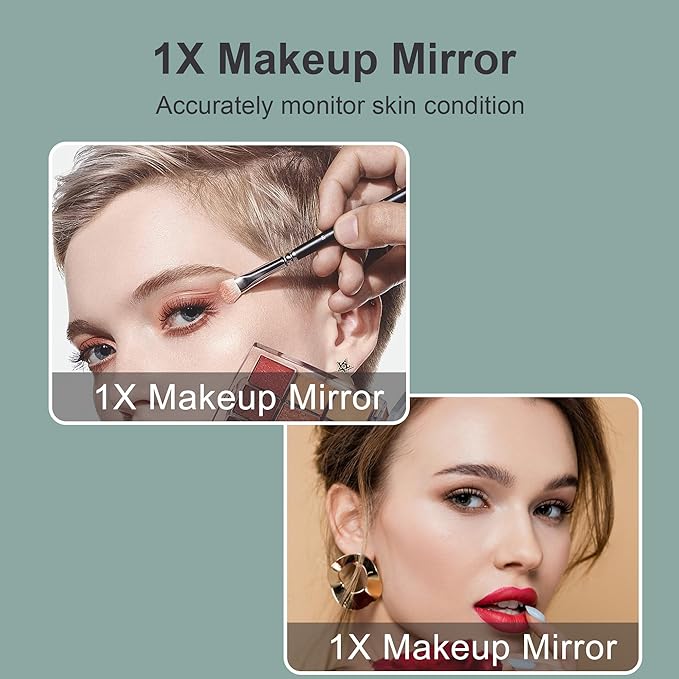 6.5" Clip On Gooseneck Makeup Vanity Mirror With Light, 2000mAh USB Lighted Travel Mirror, White 1X