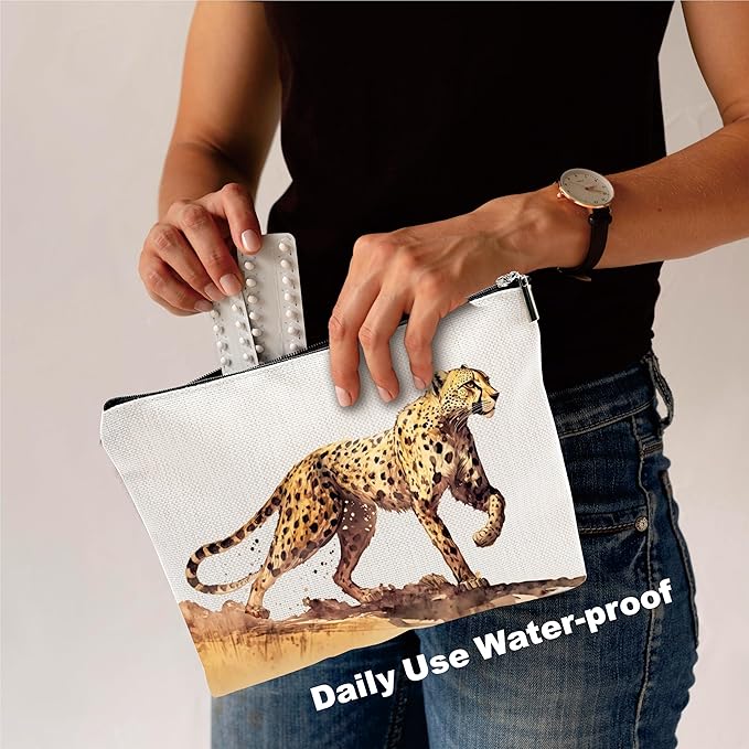 Animals Theme Makeup Bag - Watercolor Leopard - Drawing Printing Cosmetic Bag, Toiletry Bag, Gift For Girls, Teen, Personal Care & Accessories - A16