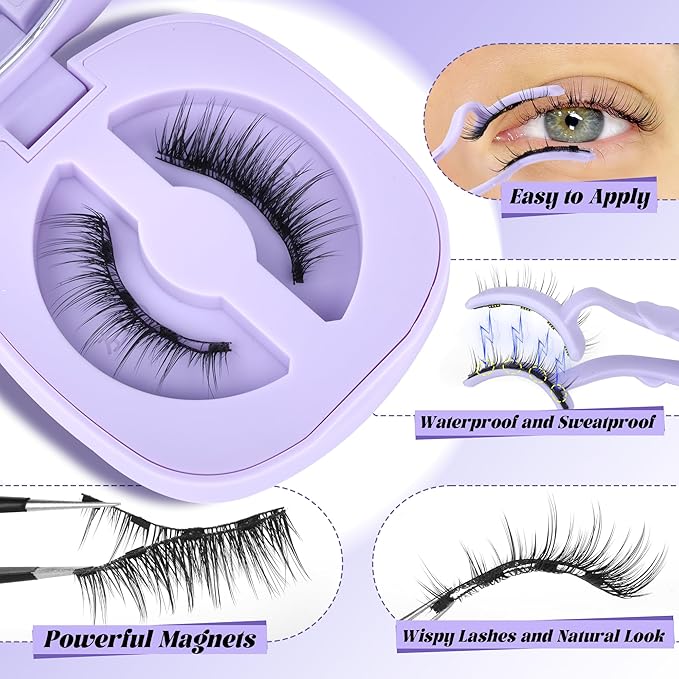 Magnetic Eyelashes with Applicator Reusable Magnetic Lashes No Glue Needed Magnetic Eyelashes without Eyeliner Cat Eye Natural Look Magnetic Eyelashes Magnetic Lashes by Lanflower