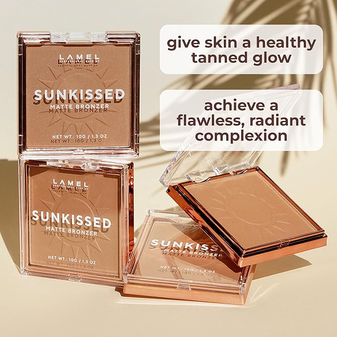 Sunkissed Matte Bronzer Face Powder - Non-Shimmer, Long Lasting, Non-Greasy Bronzing Organic Makeup Formula - Matte Finish - Natural Tan Skin - N. 402-0.35oz.