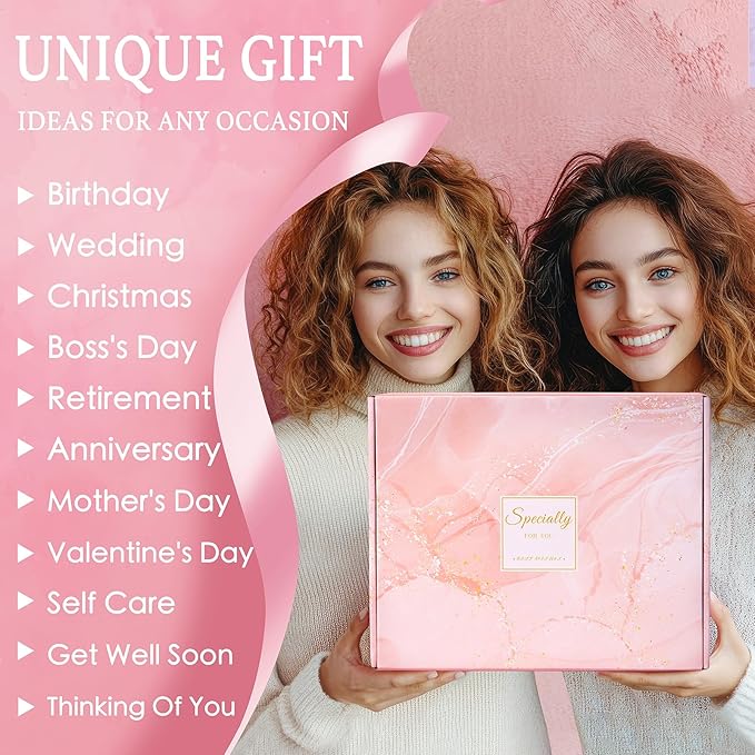 Birthday Gifts for Women Self Care Get Well Soon Gift Baskets, Relaxing Spa Gift Set for Christmas W/Flannel Blanket & 40 OZ Tumbler for Mom Wife Grandma Her Sister Girlfriend, Valentines Mother's Day