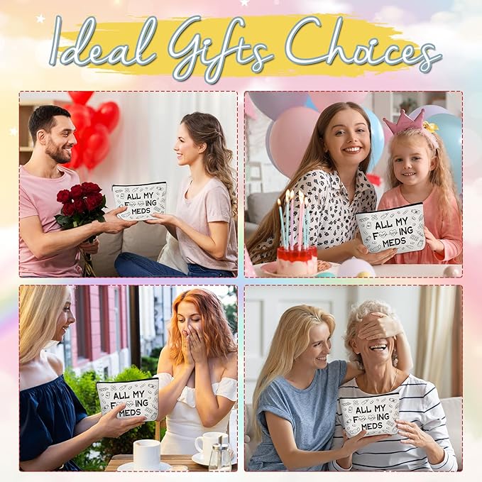 Med Makeup Bag Gifts - Funny Medicine Travel Cosmetic Bag with Zipper, Meds Pouch Purse Gifts for Nurse Practitioner Medicine Physician Assistants Doctor Patient, Get Well Soon Presents