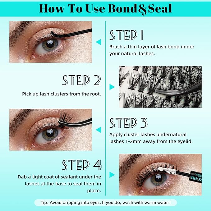 Lash Clusters Kit 280pcs Lashes extensxion Wispy Kit 50D D Curl with Bond&Seal Waterproof,Lashes Glue Remover,Lash Tweezers Tools for Eyelash Extension Kit(50D,9-18mmMIX Kit)