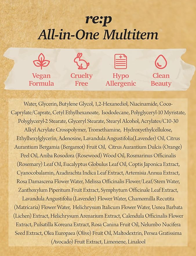 [K-Beauty] Neogen RE:P Nutrinature All-in-One Multitem | Vegan Hypoallergenic Moisturizer Face Cream Combining Toner, Essence & Emulsion 3.38 fl oz