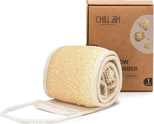 Chill Ah Premium Back Scrubber, Exfoliating Natural Loofah Multi-Function Back Scrubber for Shower, Gift for Mom