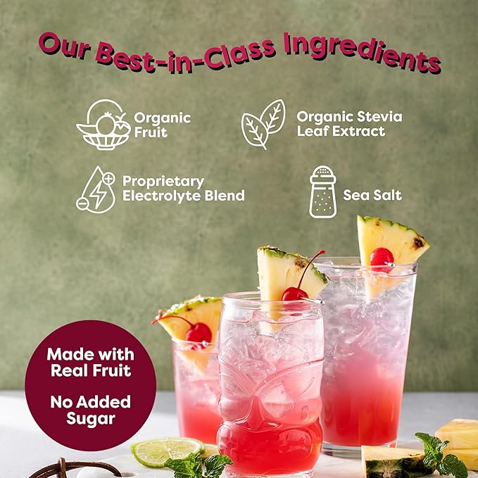 FlavCity Fruit Punch Electrolytes Powder Packets - 28 Hydration Packets - No Added Sugar - Hydration Powder with Real Fruit & Unrefined Sea Salt - Keto & Gluten-Free (28 Stick Packs)