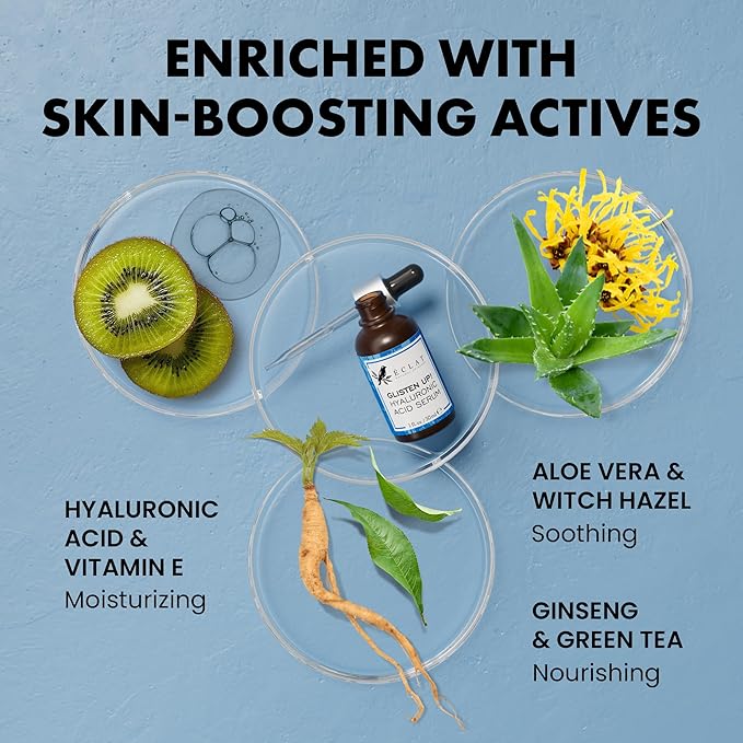 Eclat Skincare Hydrating Hyaluronic Acid Serum for Face – 2.5% Hyaluronic Acid + 3% B5, Green Tea & Jojoba Oil - Moisturizing & Plumping Formula for Smoother Skin - Stocking Stuffers for Women 1 Fl Oz