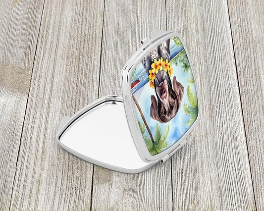 Caroline's Treasures German Shorthaired Pointer Luau Compact Mirror Decorative Travel Makeup Mirror for Women Girls Gifts Pocket Makeup Mirror Folding Handheld