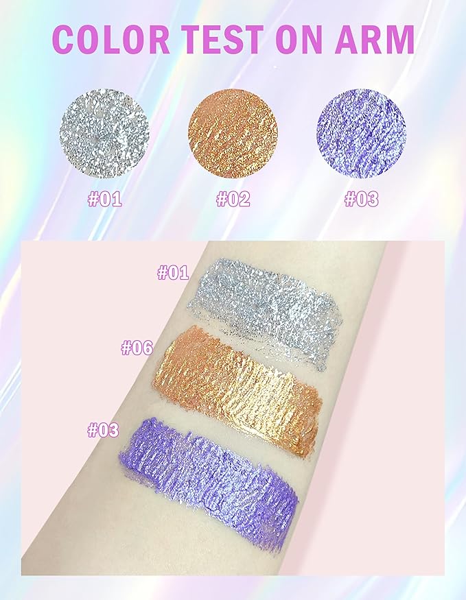 3PCS Glitter Mascara, Define Long Lasting & Waterproof Curling Eyelashes, Diamond Sparkle Mascara, Voluminous Lengthening for Women Party Stage Use