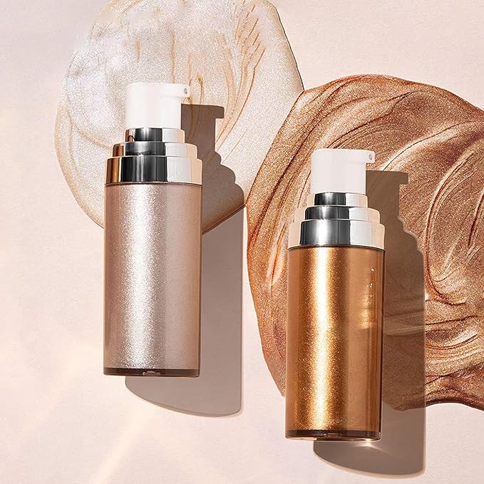 Body Face Luminizer Highlighter Cream Spray Liquid Bronzer Illuminator Glow Glistening Makeup Foundation (#3 Bronze Gold)