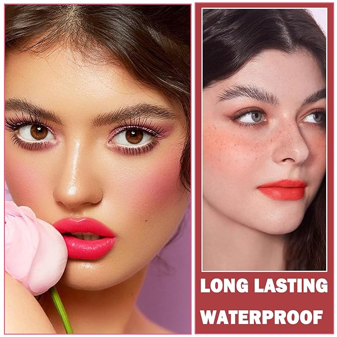 3PCS Lip Tint Stain Set Water Tint Vivid Color Lip Stain Long Lasting Waterproof Lip Gloss Moisturizing Multi-Use Matte Liquid Lipstick Lip and Cheek Tint Makeup - Set B