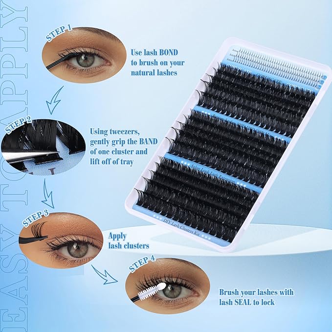 Lash Clusters 100D120D150D with Bottom Lash, Cluster Eyelash Extensions Long 12-20mm DIY Cluster Lashes Thick Eyelash Clusters Volume Individual Lashes Extension 390pcs Eyelashes Strip by CORUSCATE