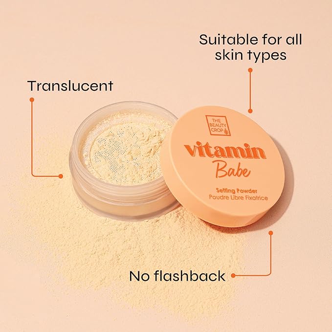 The Beauty Crop Vitamin Babe Setting Powder - Talc-Free Loose Powder for Flawless Finish - Banana Lite Shade - 0.35 oz