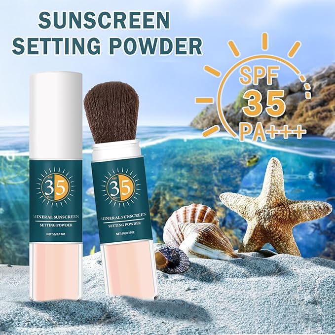 Mineral Sunscreen Powder SPF Powder for Face Oil Control Long Lasting Sunscreen Powder for Face Natural Light Breathable Translucent Powder Setting Powder Makeup - 04 Pink