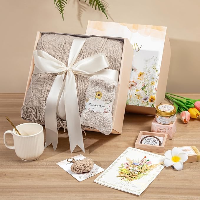 Get Well Gifts for Women Self Care Gifts, Sympathy Gift Baskets Spa Gifts Set, Thinking of You Inspirational Hug in a Box Gifts for Mom Her Friend Sister Wife Girlfriend