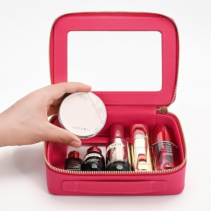 Aveniee Clear Makeup Bag for Women, Cosmetic Case Travel Toiletry Bag, Heavy Duty Makeup Organizer Car Bag for Accessories with Dual Zippers(PitayaPink)