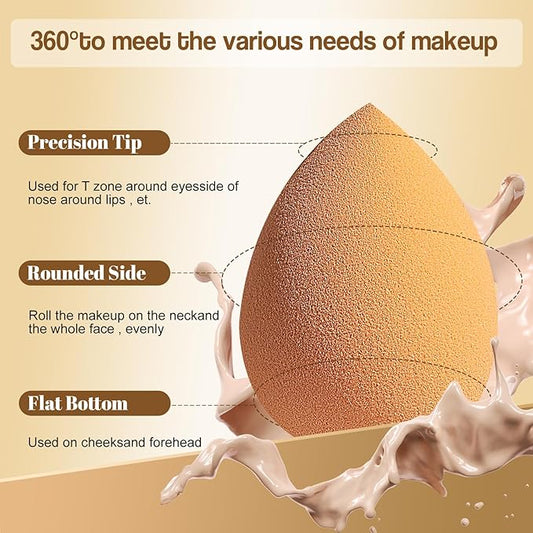 Makeup Sponge Set BS-MALLTriangle Puff 14 Pcs for Liquid, Cream, and Powder, Multi-colored Makeup Sponges and Mini Makeup Sponge (E-GreenOrange)