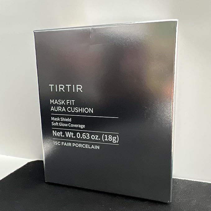 TIRTIR Mask Fit Aura Silver Cushion Foundation | Semi-glow Finish, Natural Coverage, Moisturizing, Lightweight, Korean cushion foundation (#15C Fair Porcelain, Full Size, 0.63 Fl Oz)