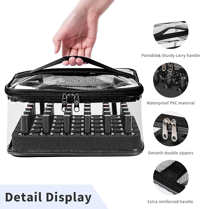 Beloving Nail Polish Organizer Bag Holds 30 Bottles (15ml/0.5 fl.oz) Portable Supplies Organizer Handbag for Manicure Tools, Portable Nail Supplies Kit Organizer Carrying Case (Black)