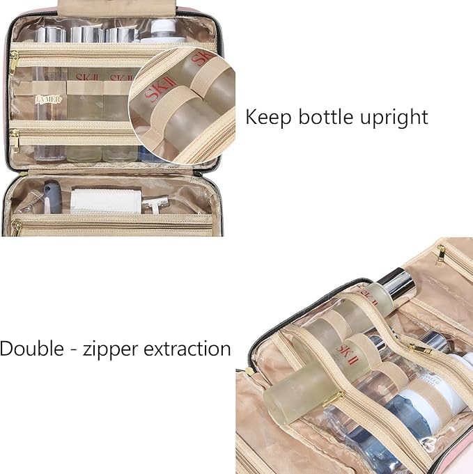 2 Psc Bag Of Free Disassembly Combination Large Travel Toiletry Bag With Makeup Bag,Dry & Wet Separation,Travel Organizer with Hanging Hook For Full-Sized Containers,Shampoo,Accessories,Toiletries