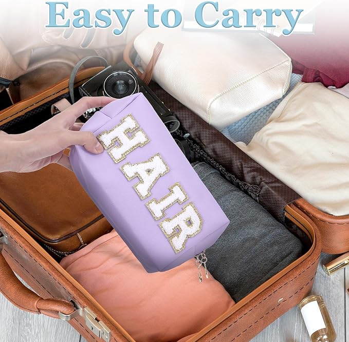 3 PCS Skin Care Bags for Girls Women, Preppy Makeup Bag, Hair Face Skin Stuff Travel Bags, PU Leather Toiletry Bag for Traveling, Bathroom Gift for Mother's Day Wife