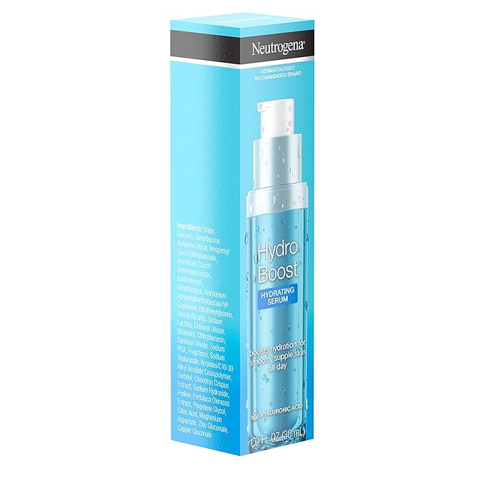 Neutrogena Hydro Boost Hydrating Hyaluronic Acid Serum, Oil-Free and Non-Comedogenic Face Serum Formula for Glowing Complexion, Oil-Free & Non-Comedogenic, 1 fl. oz (Pack of 2)