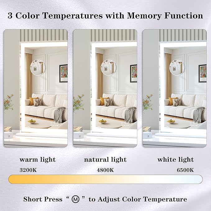 ANYHI Vanity Mirror with LED Light, 24"x20.5" Lighted Vanity Mirror with 10X Magnifying, 3 Color Modes, Dimmable, Smart Touch Control, Aluminum Frame, Tabletop/Wall Mount, White