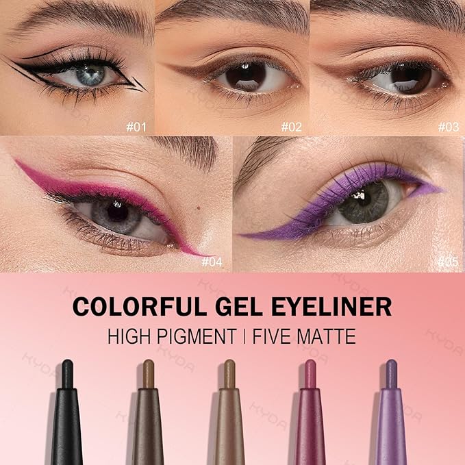 KYDA 2 Pcs Brown Gel Eyeliner Pencil - Super Soft and Smooth Glide With High Pigment Buildable Formula, Lasting Waterproof Colored Pen