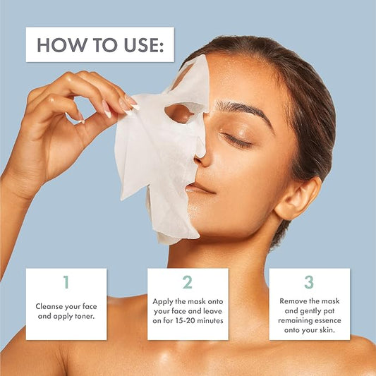ESW Beauty Plant-Based Milk Face Masks - 4-Pack Variety Set - Hydrating, Radiance, Firming & Soothing with Avocado, Matcha, Blueberry, Vanilla & Oat Extracts for All Skin Types