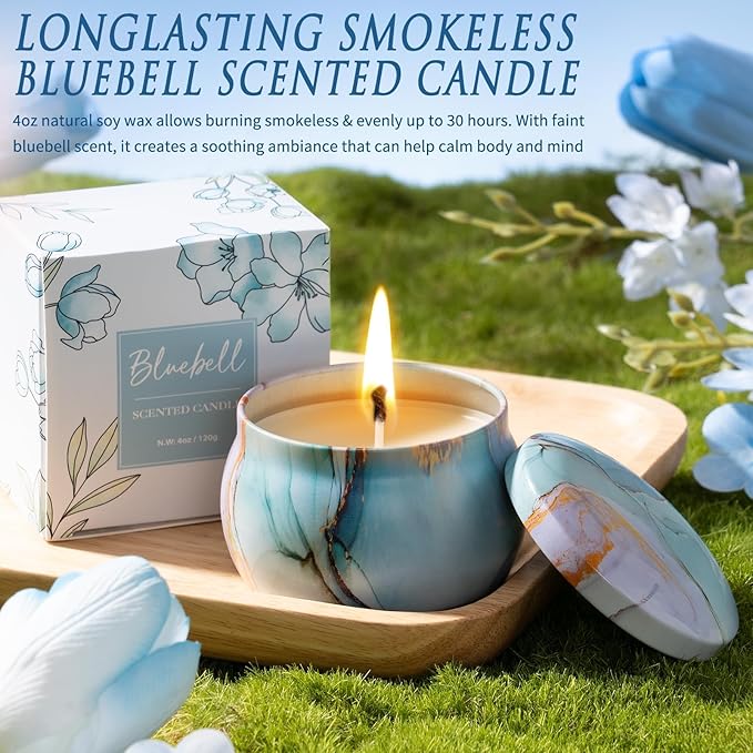 Birthday Gifts for Women Self Care Set Get Well Soon Gift Baskets, Relaxing Bluebell Spa Gift Basket Care Package for Women, Unique Christmas Mom Gifts for Her Girlfriend Sister Friend Wife Grandma