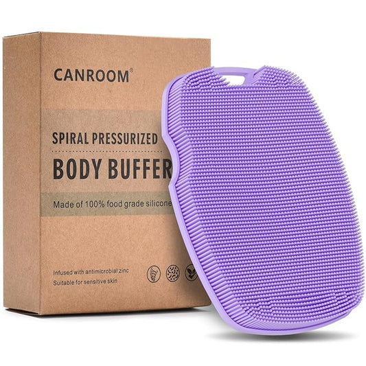 Silicone Body Scrubber - Zinc Infused-Highly Elastic Bristles Exfoliating Body Scrubber for Shower Body,Cellulite Reduction,Blood Circulation - Purple