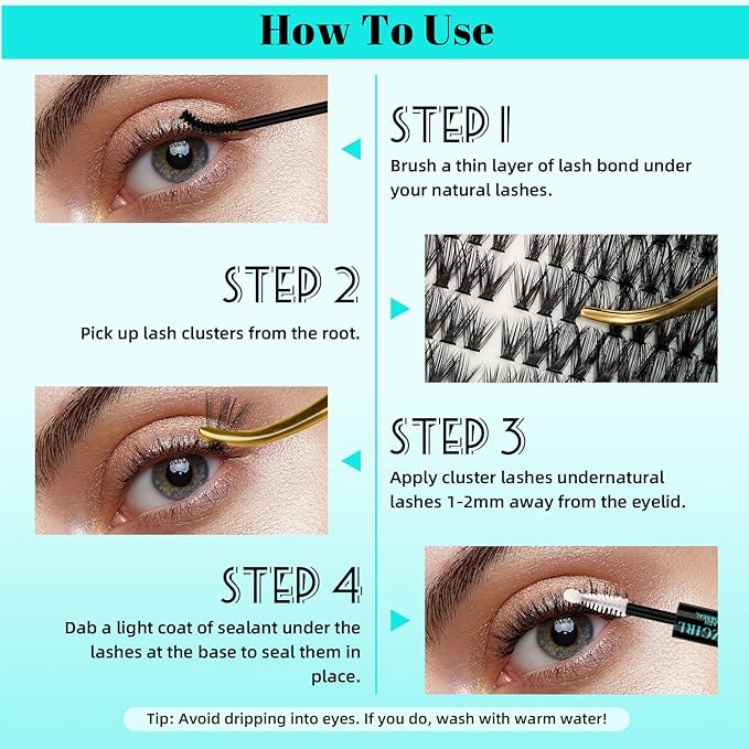 Natural Lash Clusters Left&Right Eyelash Clusters 280pcs D Curl Wispy Cluster Lashes DIY Individual Lashes Extension Thin Band Cluster Eyelashes Extensions(50D,9-18mm Mix)