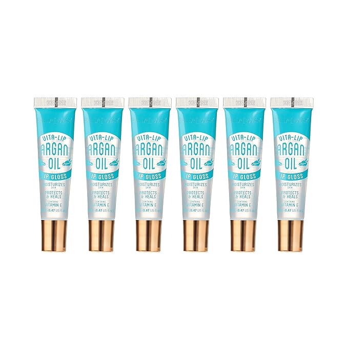 Ruby Kisses Broadway Vita-Lip Clear Lip Gloss (Argan Oil 6 Pack), Ultra-Hydrating & Soothing Formula with Multi-Vitamin Oils, High-Shine Non-Sticky Finish, Protecting Glossy Lip Balm With Vitamin E