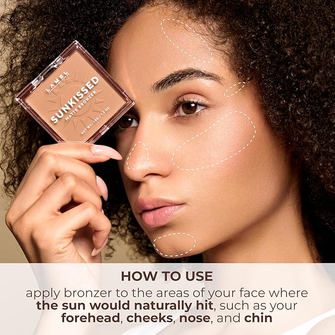 Sunkissed Matte Bronzer Face Powder - Non-Shimmer, Long Lasting, Non-Greasy Bronzing Organic Makeup Formula - Matte Finish - Natural Tan Skin - N. 402-0.35oz.