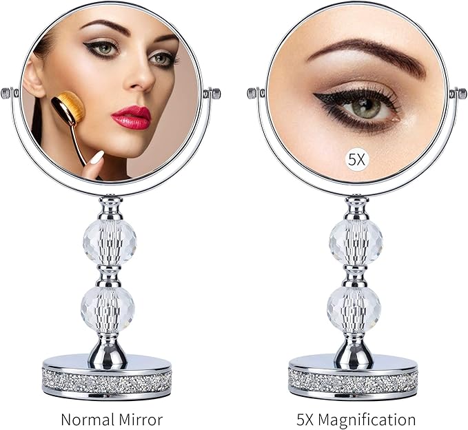 M020 360 Swivel Vanity Mirror - Double Sided, 1X/5X Magnifying, Adjustable