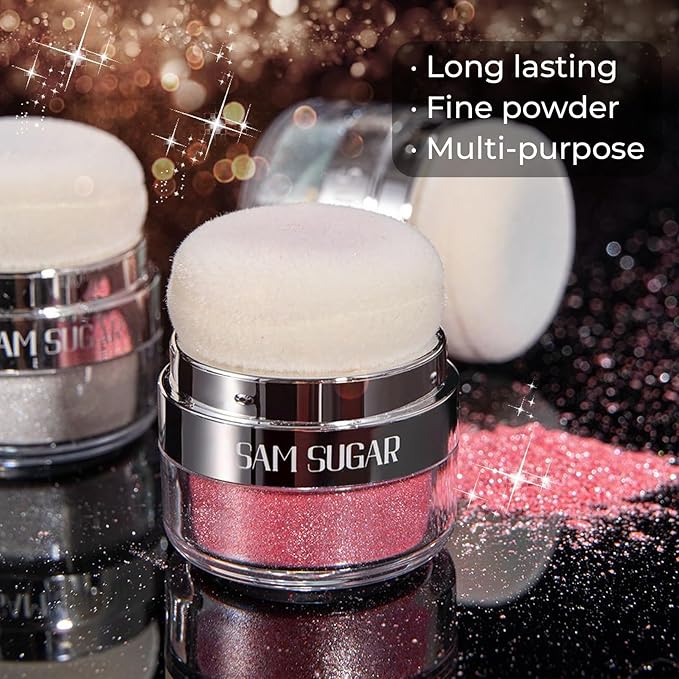 Body Shimmer Powder, Glitter Highlighter for Face, Liquid Highlighter Blush Body Glow Shimmer Powder Fairy Brightening Makeup Stick for Eyes, Hair (Pink, 1.13 Oz)