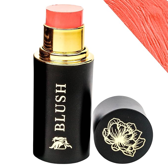 Cream Blush Stick – Buildable Pigmented - Cheeks, Lips & Eyes – Hydrating w. Shea Butter, Vit-E, Hyaluronic Acid & Squalane, Multi-Purpose, Summer Glow, Peach (Coral Crush, Regular)