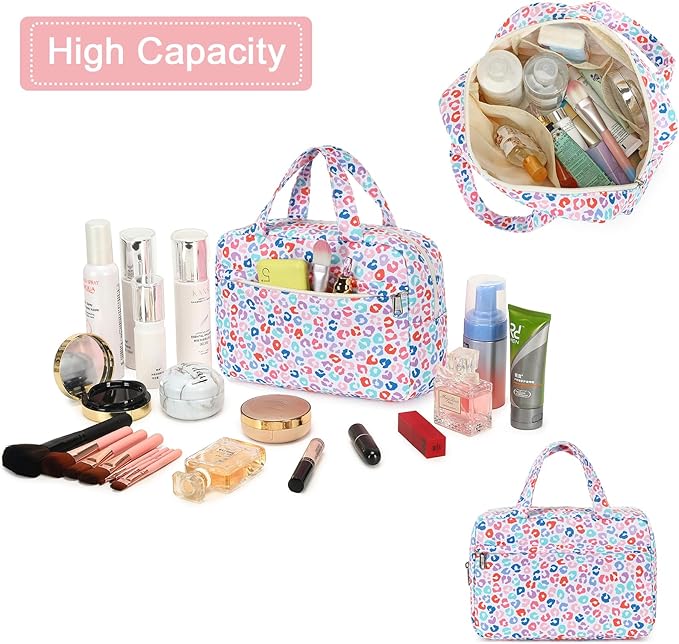 Makeup Bag for Women Cosmetic Bag Large Make Up Organizer Travel Toiletry Bags Waterproof Zipper Tote Pouch Purse for Girls