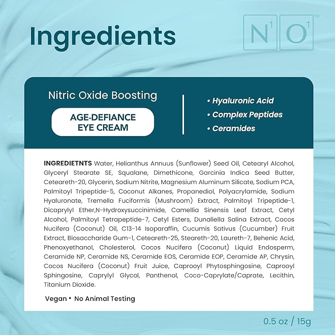 Age-Defiance Eye Cream - Day & Night Moisturizer with Nitric Oxide, Hyaluronic Acid, Complex Peptides, Ceramides - Hydrating Eye Cream for Dark Circles, Wrinkles, Fine Lines, Puffiness - 0.5 oz.