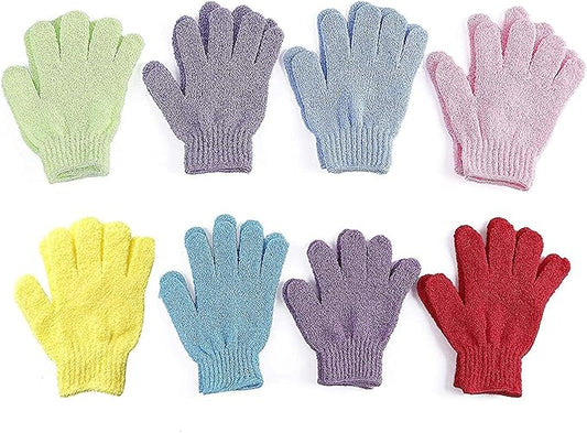 8 Pairs Double Sided Exfoliating Gloves Body Scrubber Scrubbing Glove Bath Mitts Scrubs for Shower, Body Spa Massage Dead Skin Cell Remover 1
