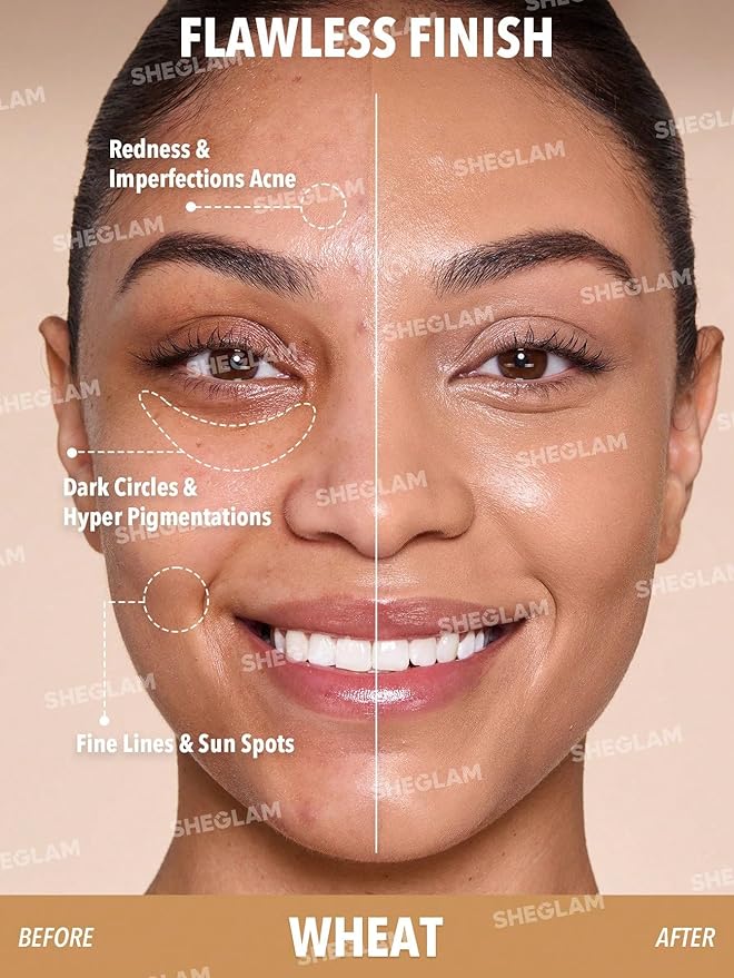 SHEGLAM Skin Magnet High Coverage Foundation Stick Longwear Medium Face Makeup for All Skin Types-Wheat