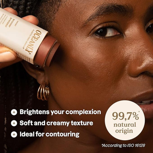 ATTITUDE Oceanly Plastic-Free Lightweight Bronzer Stick, Titanium Dioxide-Free, EWG Verified, Vegan & Cruelty-free Makeup, Ebony, 0.3 Ounces