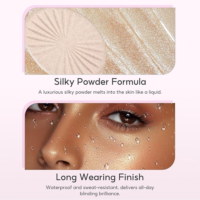 FelinWel Highlighter Makeup Palette Face Highlighting Palette for Cheek Body Collarbone, Long-Lasting Shimmery Contour Powder-02 Shine Champagne (0.18 Oz)